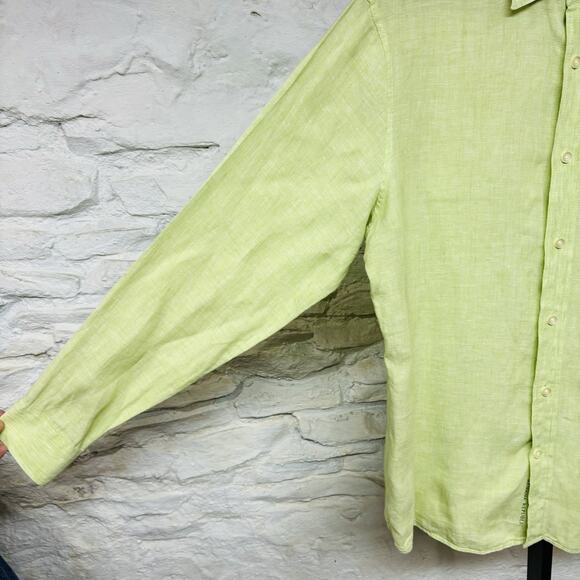 Banana Republic Shirt Mens Small Linen Long Sleeve Button Up Summer Lime Green - Picture 3 of 7